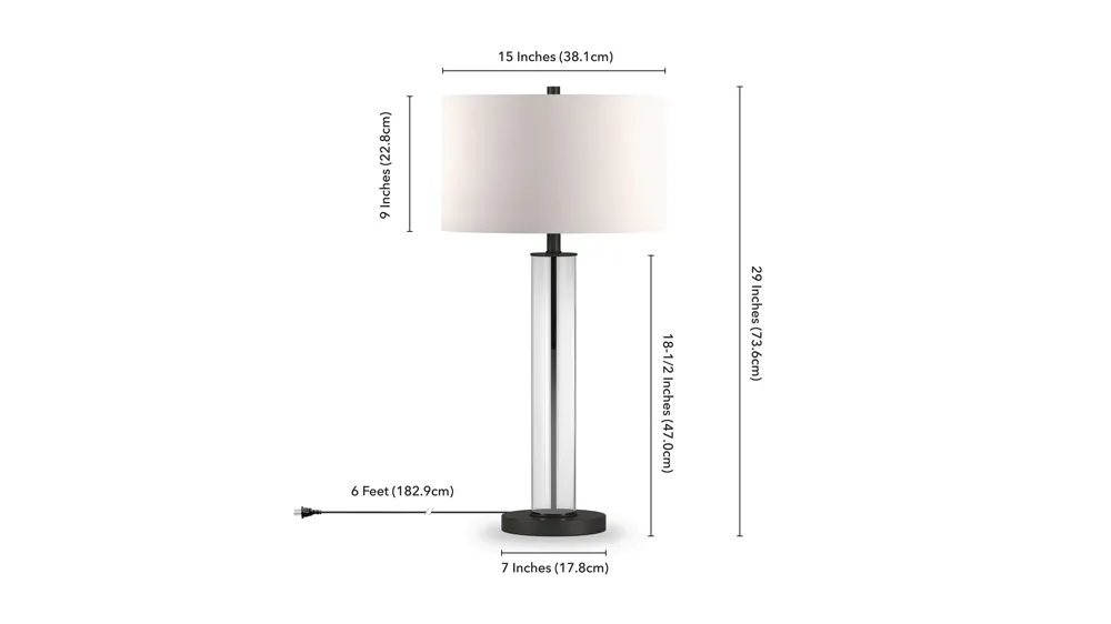 Bellamy Clear Glass Table Lamp Dimensions