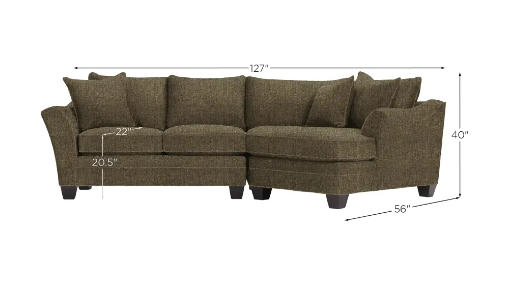 Foresthill 2-pc. Right Hand Cuddler Sectional Sofa Dimensions