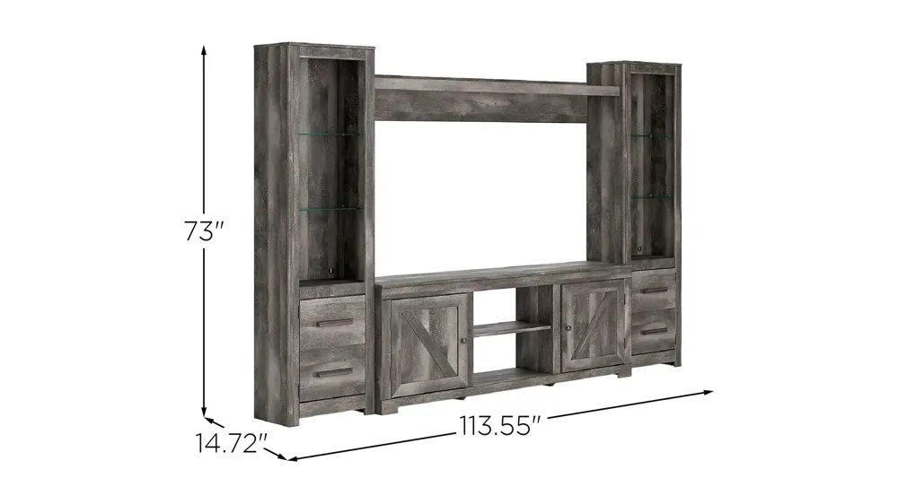 Wynnlow 4-Piece Entertainment Center Dimensions