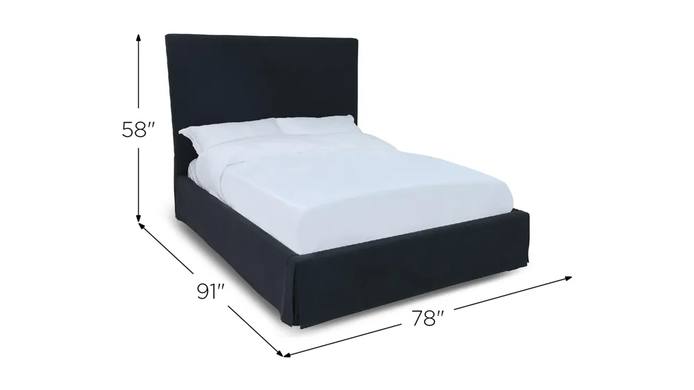 Cheviot Upholsterd Skirted Panel Bed Dimensions