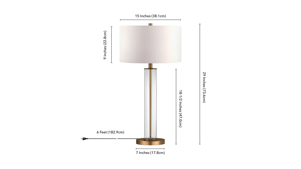 Bellamy Clear Glass Table Lamp Dimensions