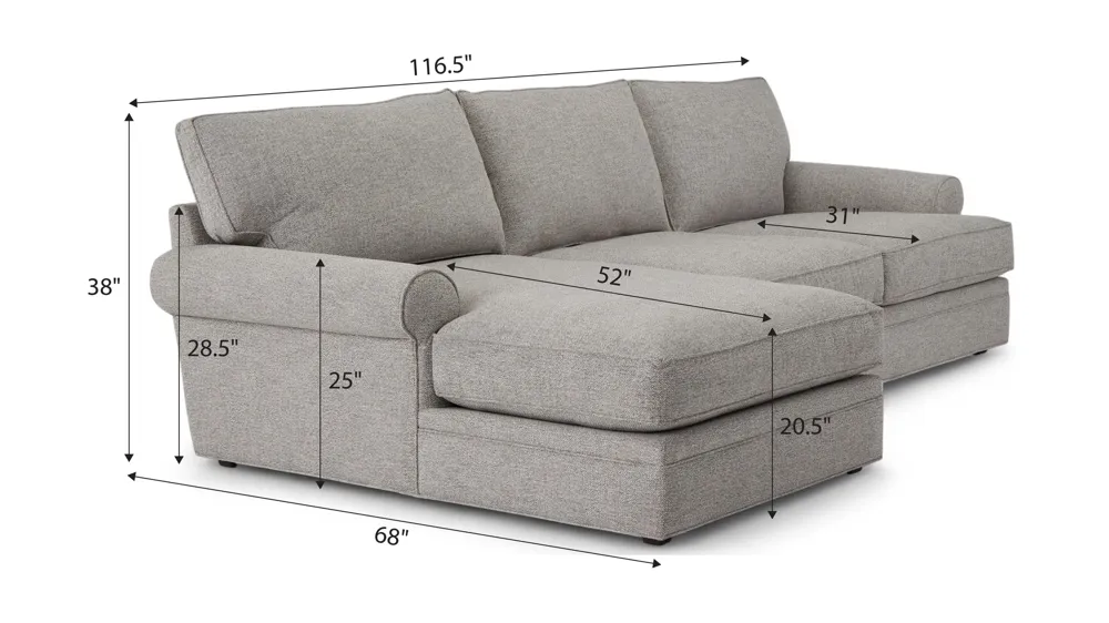 Nelson 2-pc. Sofa Chaise Dimensions