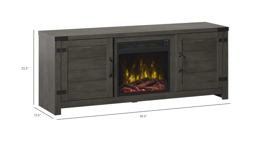 Manzanita 65" TV Stand w/Electric Fireplace Dimensions