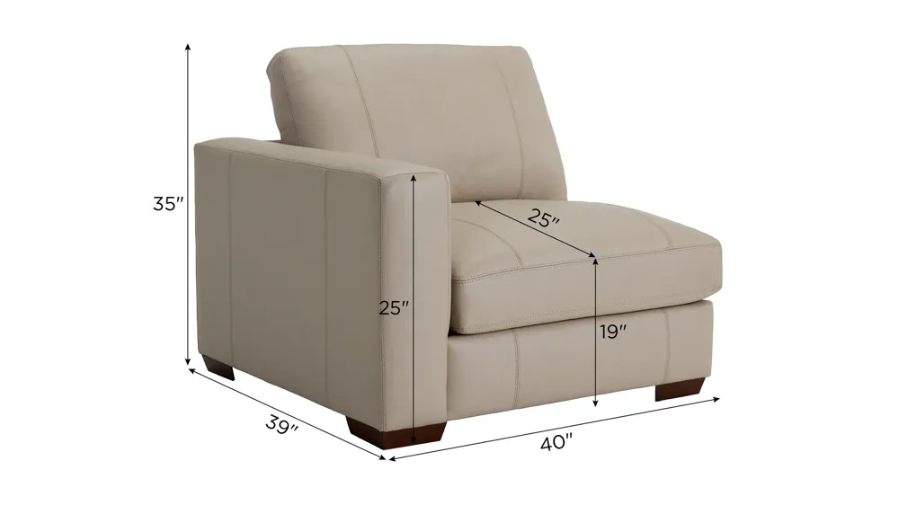 Oaklynn Leather Left Arm Facing Chair Dimensions