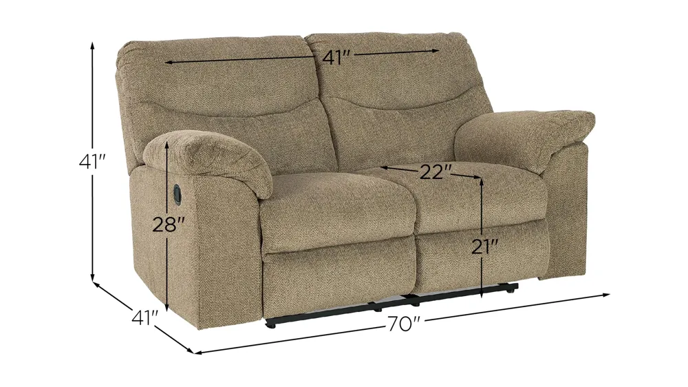 Alphons Reclining Loveseat Dimensions
