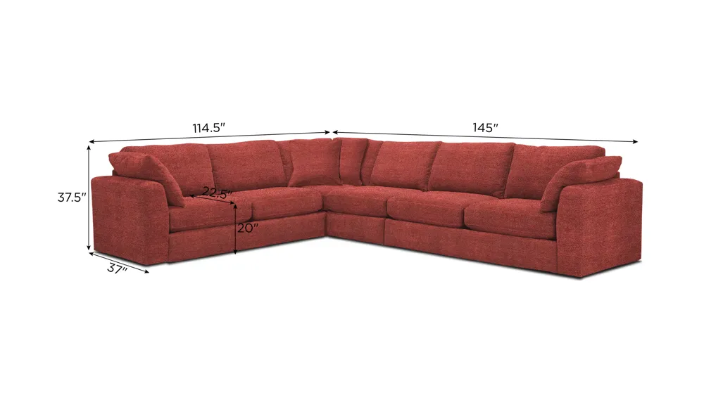 Nappily 4-pc. Sectional Dimensions