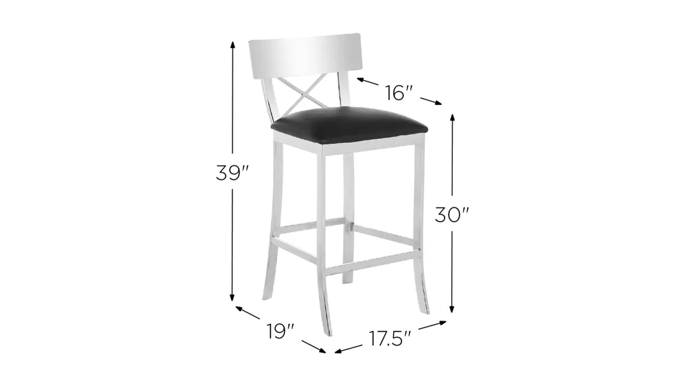 Denis Cross-Back Counter Stool Dimensions