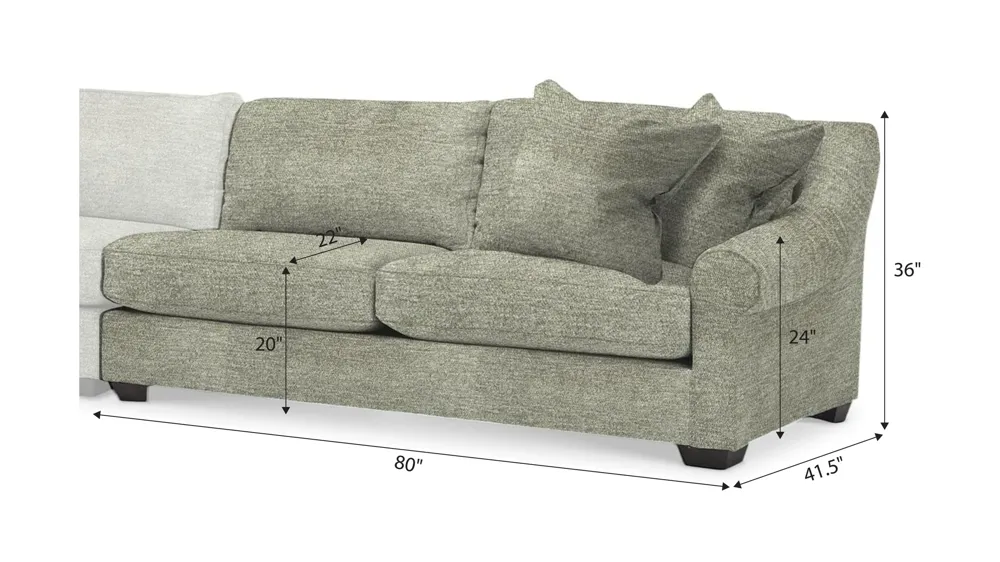 Thatcher Right Arm Facing Loveseat Dimensions