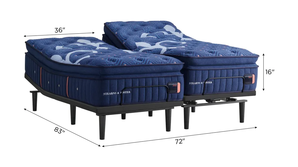Stearns & Foster Lux Estate Elite Medium Pillowtop Split Cal King Mattress Set Dimensions