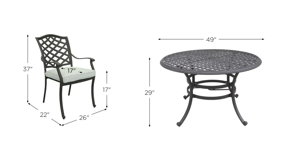 Halston Outdoor 5-pc. Round Dining Set Dimensions