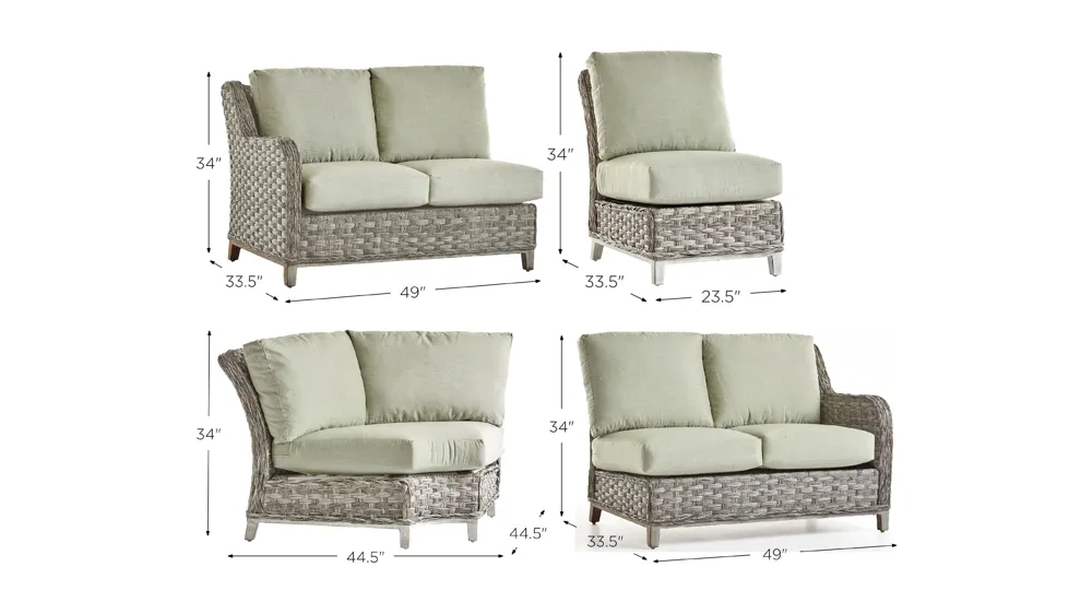 Grand Isle 4-pc. Outdoor Sectional Dimensions