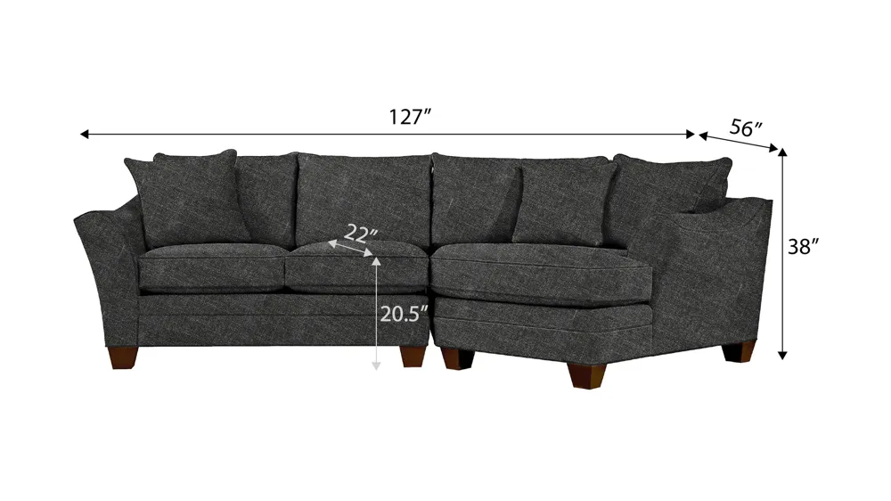 Foresthill 2-pc. Right Hand Cuddler Sectional Sofa Dimensions