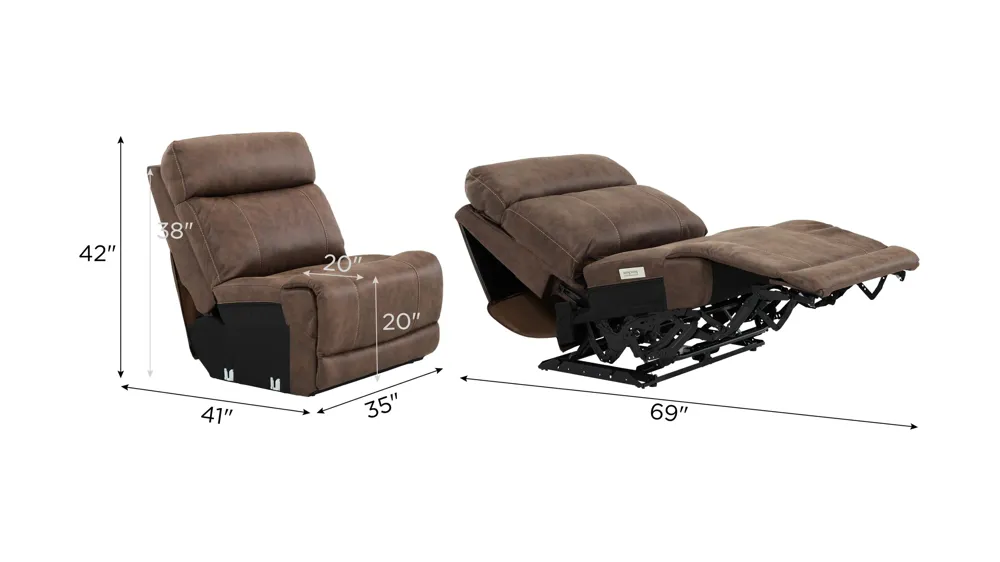 Gates Dual Power Armless Recliner Dimensions