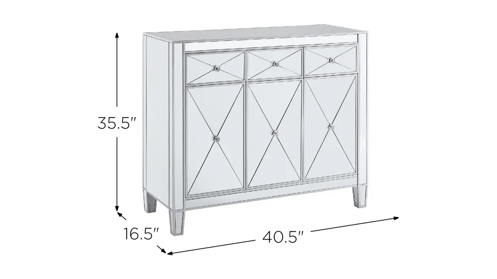 Halsey 3-Door Mirrored Cabinet Dimensions