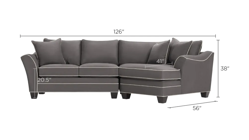 Foresthill 2-pc. Right Hand Cuddler Sectional Sofa Dimensions