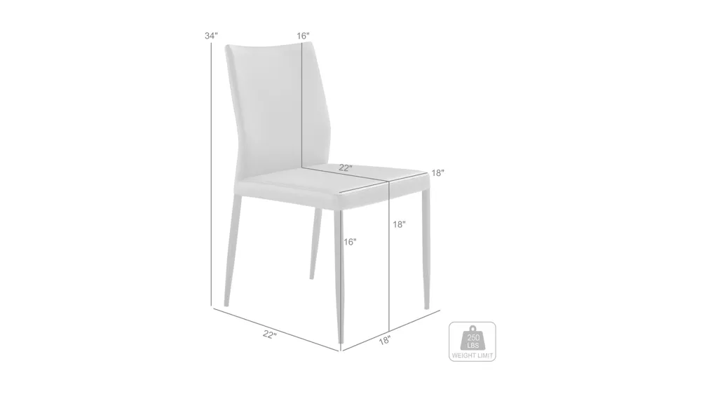 Kash Dining Chair - Set of 2 Dimensions