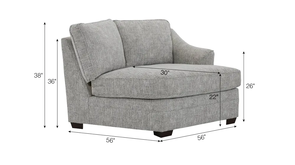 Fairhaven Right Arm Facing Cuddler Dimensions
