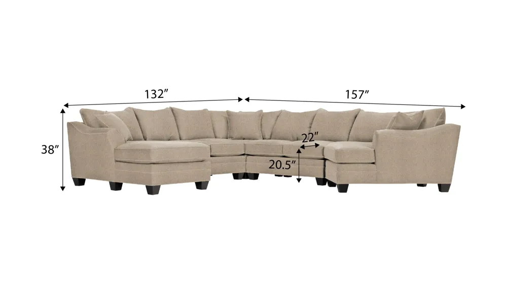 Foresthill 5-pc. Left Hand Facing Sectional Sofa Dimensions