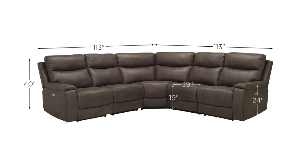 Cole 5-pc. Power Sectional Dimensions