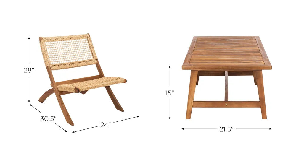 Matteo 5-pc. Patio Set Dimensions