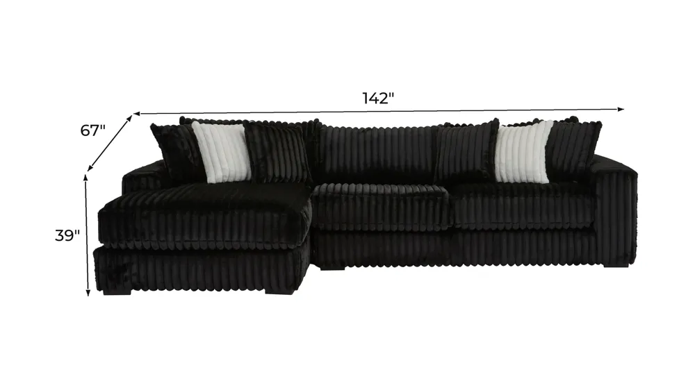 Onyx Moon 2-pc. Sofa Chaise Dimensions