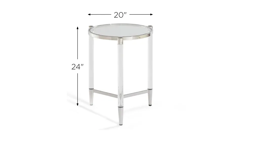 Marilyn Glass Top and Steel Base Round End Table Dimensions