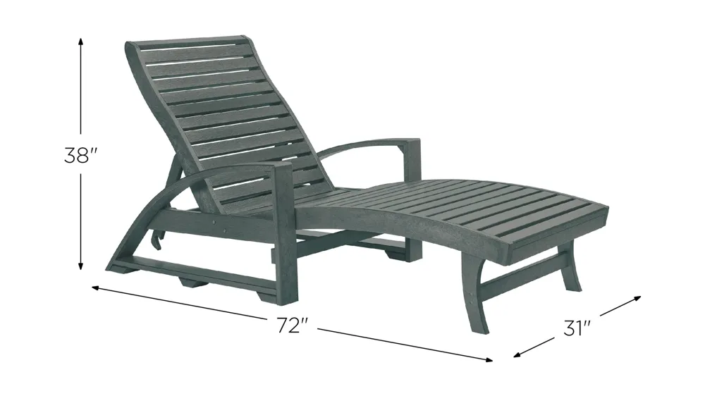 St. Tropez Recycled Outdoor Chaise Lounge with Hidden Wheels Dimensions