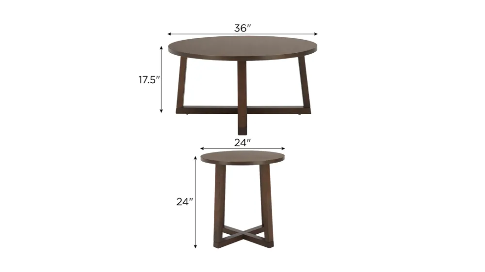 Trinity 3-pc. Occasional Tables w/ Casters Dimensions
