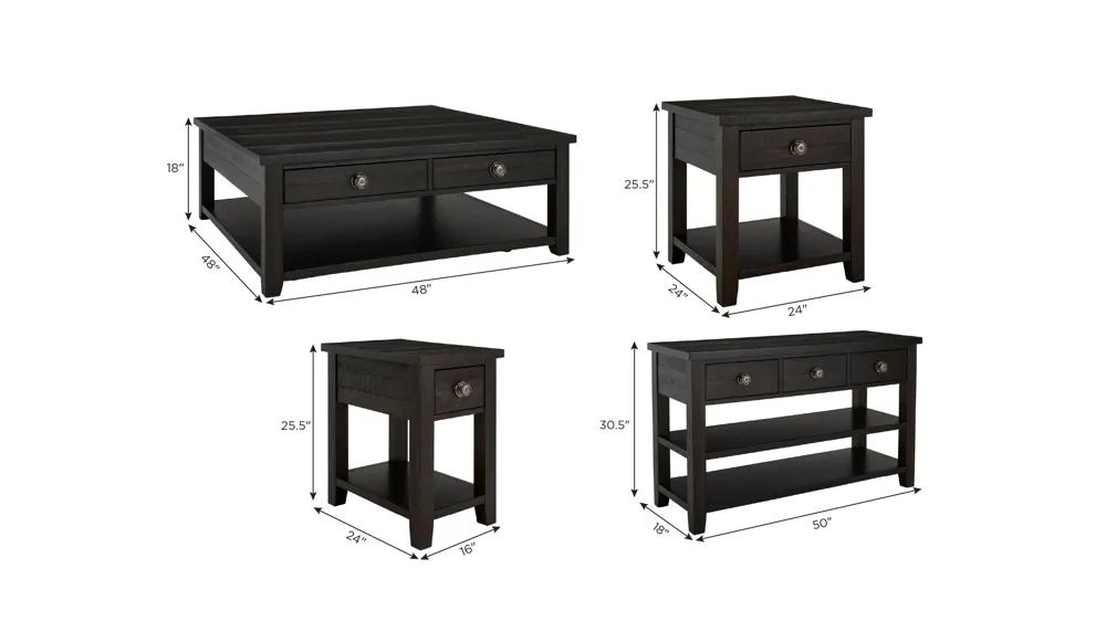 Kiara 4-pc. Occasional Tables Dimensions