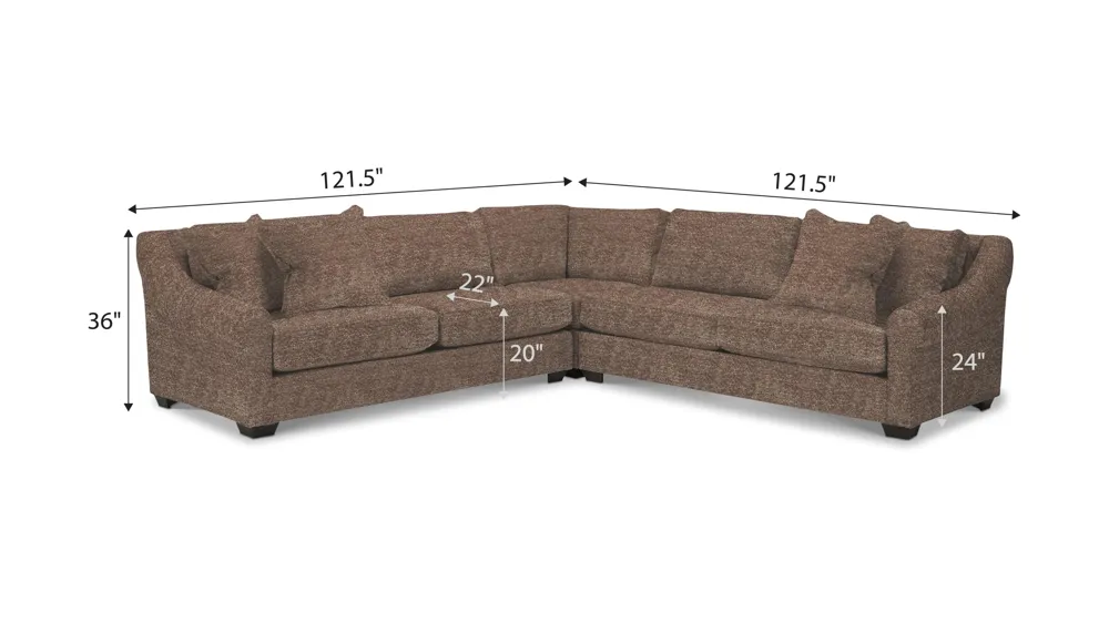 Thatcher 3-pc. Sectional Dimensions
