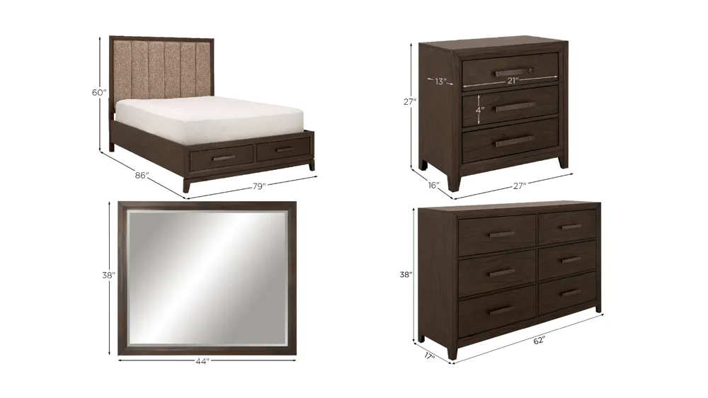 Bardwell 4-pc. Bedroom Set Dimensions