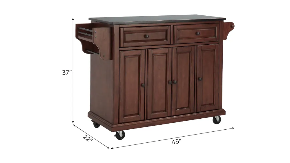 Devon Kitchen Cart W/Castors Dimensions