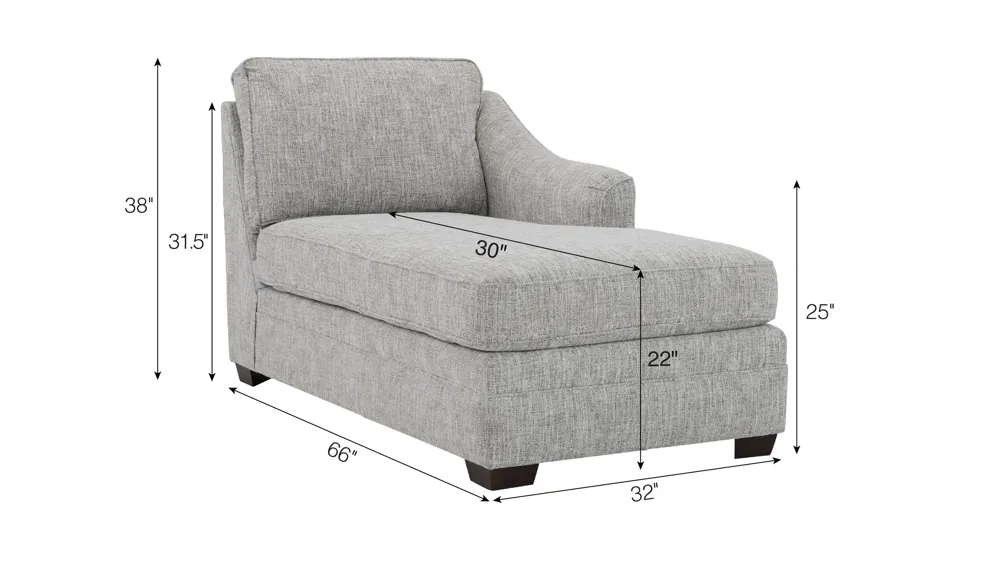 Fairhaven Right Arm Facing Chaise Dimensions