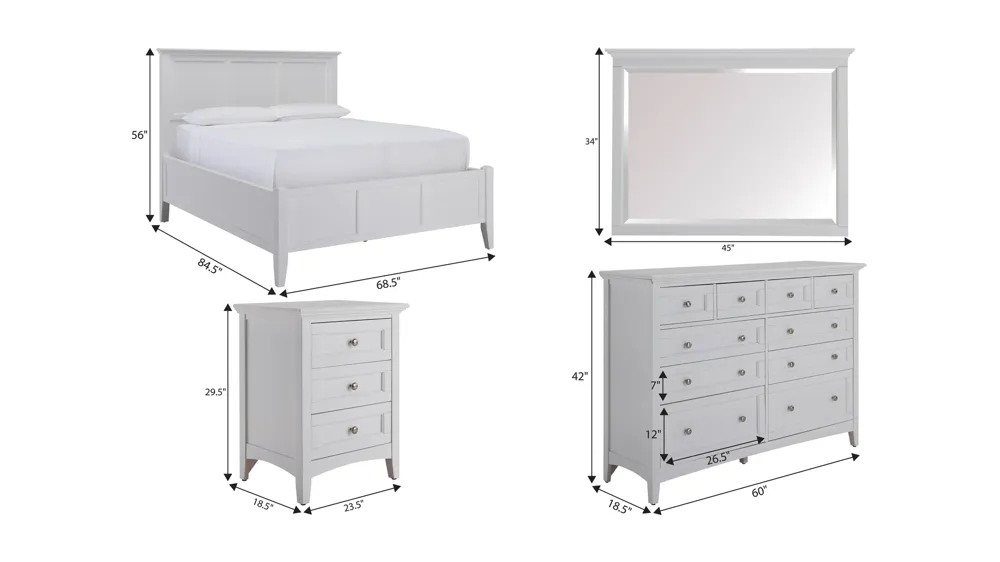 Westlake 4-pc. Panel Set Dimensions