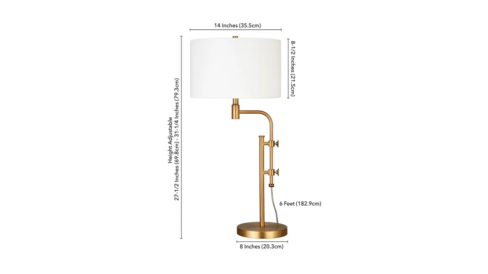Amon Height-Adjustable Table Lamp Dimensions