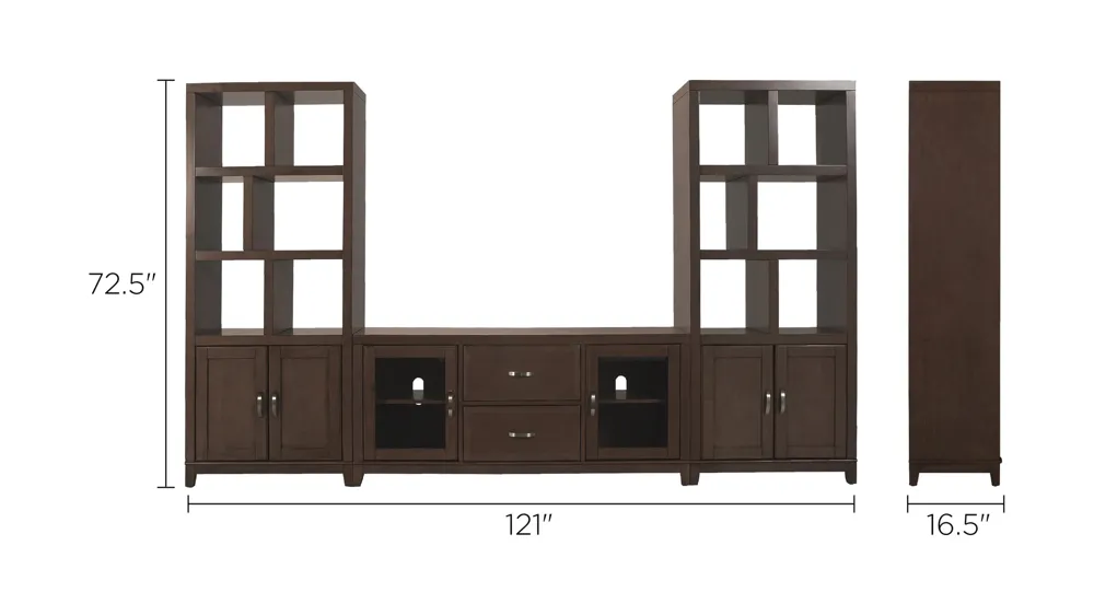 Granthom 3-pc. Wall Unit w/ 60" TV Console Dimensions