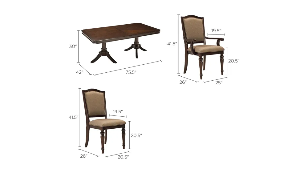 Bay City 7-pc. Dining Set Dimensions