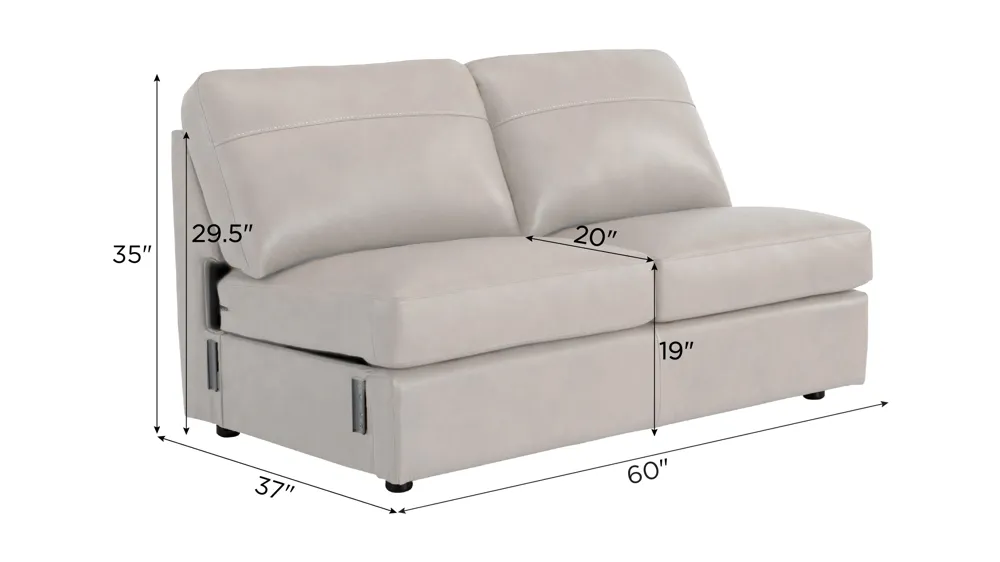 Harley Leather Armless Loveseat Dimensions