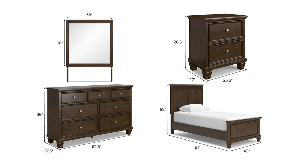 Reed 4-pc. Panel Bedroom Set Dimensions