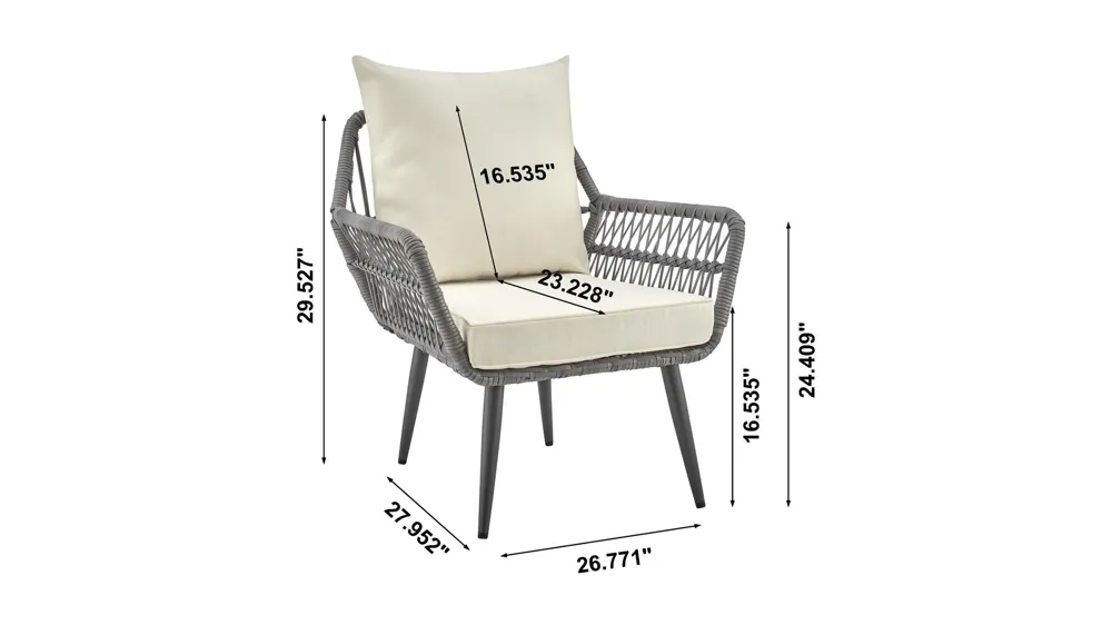 Cannes 3 Pc Outdoor Patio Set Dimensions