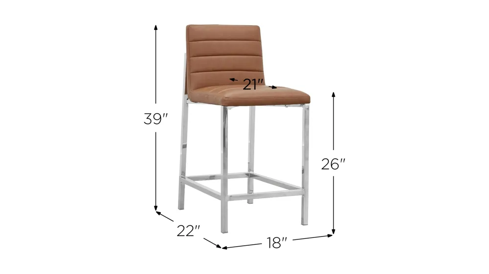 Amalfi Metal Back Counter Stool- Set of 2 Dimensions