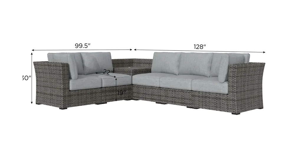 Palm Isle 6-pc Outdoor Modular Dimensions