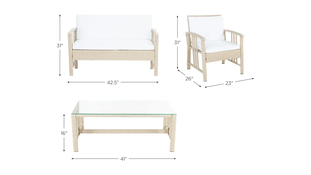 Fresno 4-pc. Patio Set Dimensions