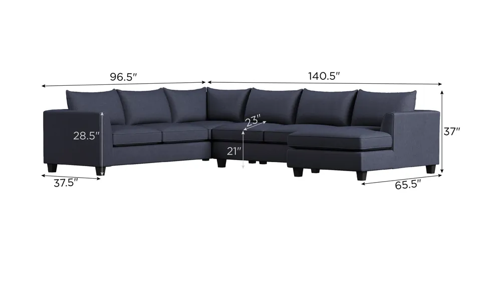 Daine 3-pc. Sectional Sofa Dimensions