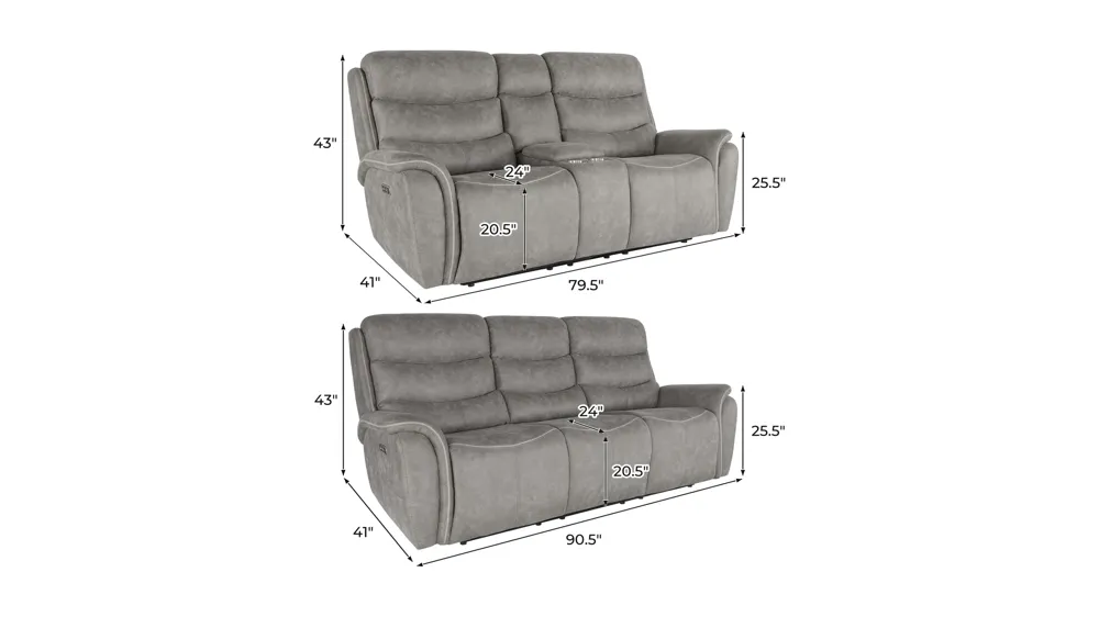 Kamari 2-pc. Power Living Room Set Dimensions