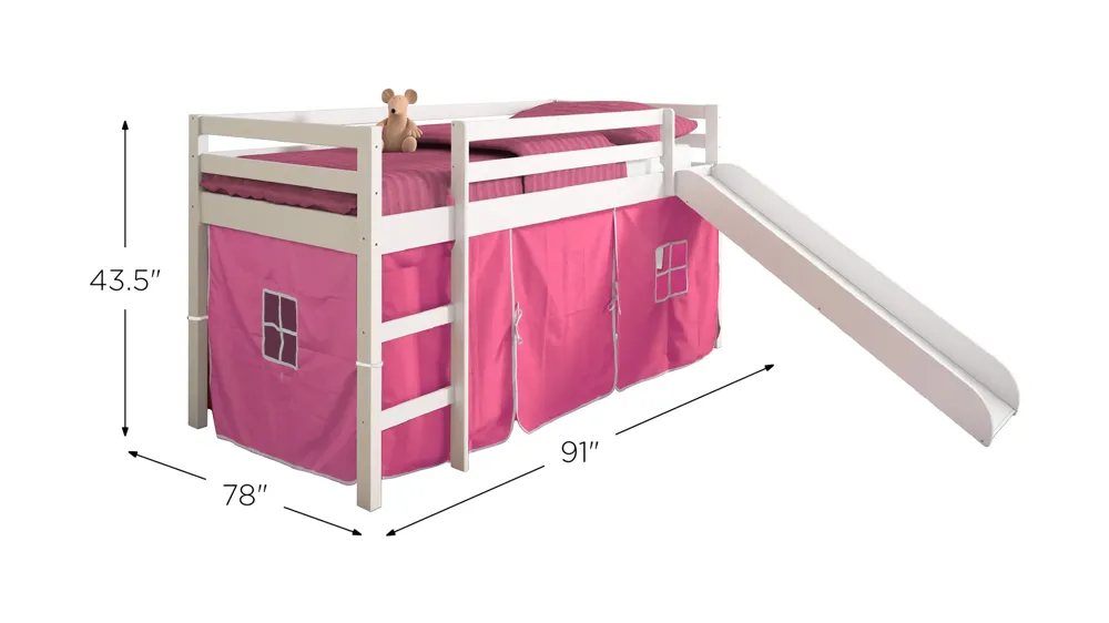 Tent Low Loft Bed with Slide & Tent Kit Dimensions