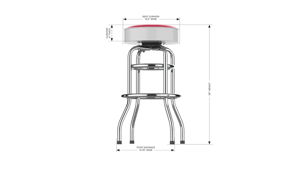 MLB Backless Swivel Bar Stool Dimensions