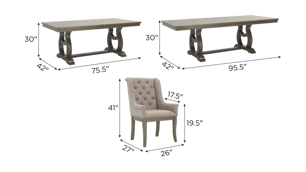 Lorient 7-pc. Dining Set Dimensions