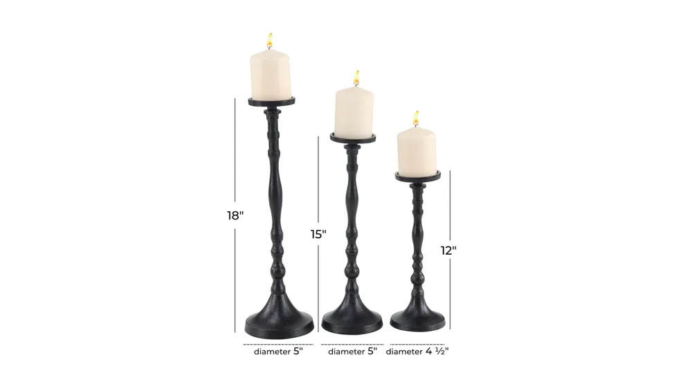 Ivy Collection Kumik Candle Holders Set of 3 Dimensions