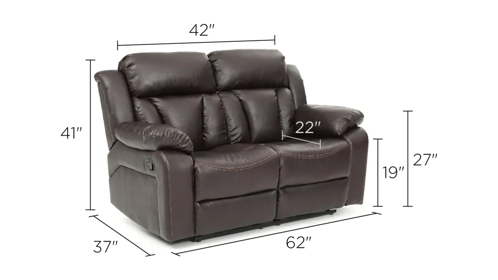 Daria Reclining Loveseat Dimensions